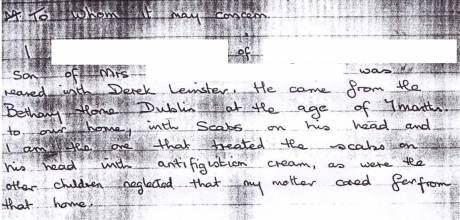 Being in Bethany home made children sick - in 1944 Derek Leinster entered Cork Street Isolation Hospital suffering from Pertussis, Br. Pneumonia, Diphtheria & Enteritis - he should have died (like 16 others that year). Today he suffers from continuing deb